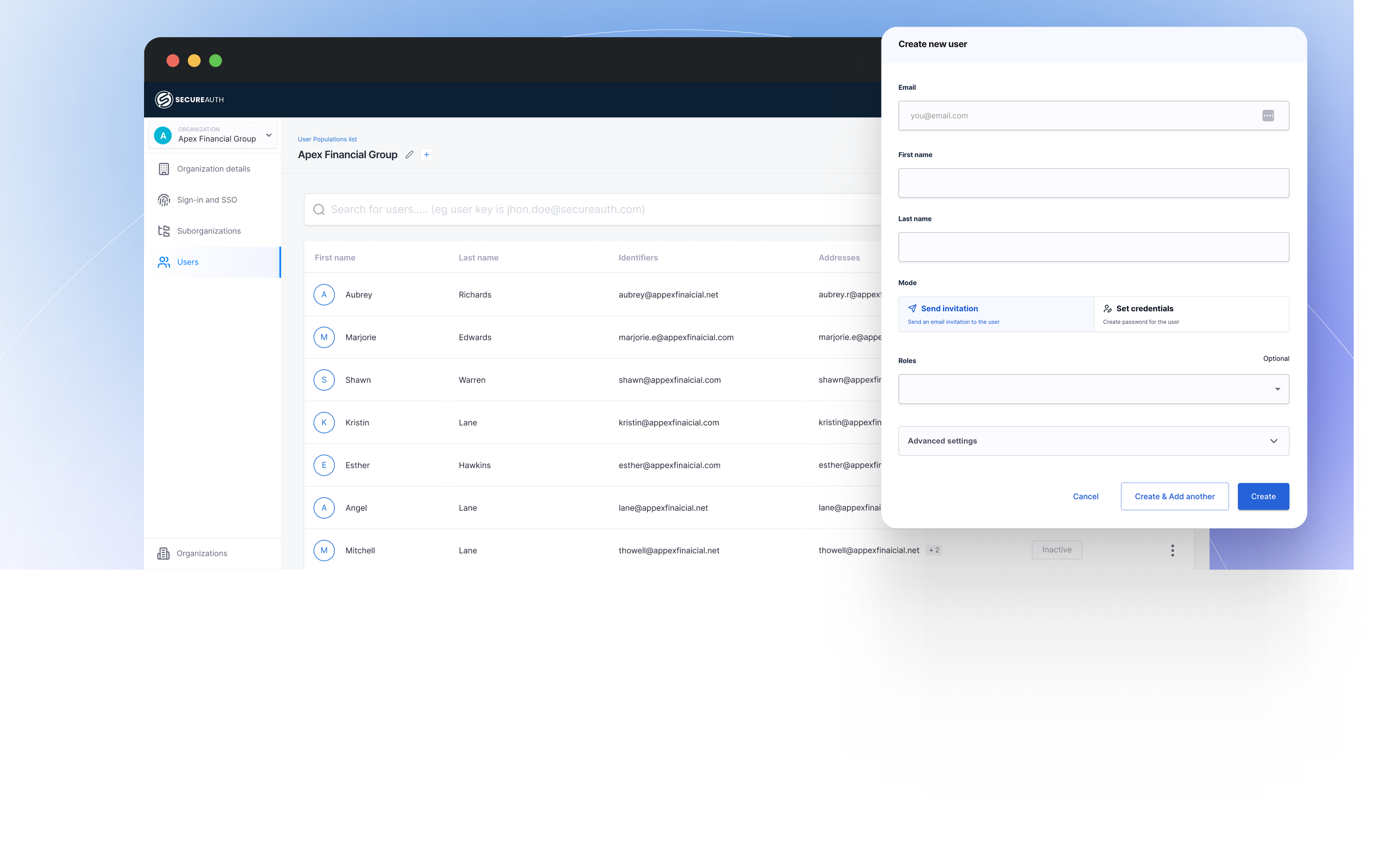 SecureAuth B2B Authority delegated administration portal with self-serve user management and role assignment